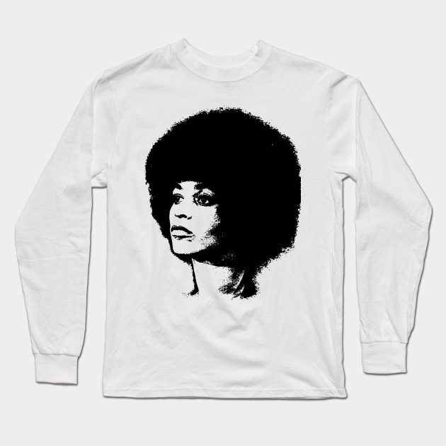 Angela Davis Pop Art Portrait Long Sleeve T-Shirt by phatvo